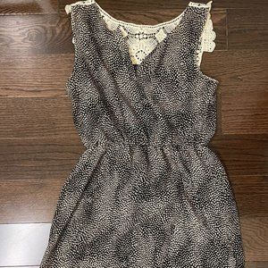 Tulip Cut Animal Printed Sleeveless Dress with Crochet Detailing